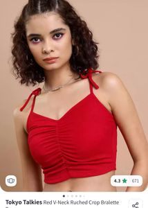 Red Ruched Crop Bralette