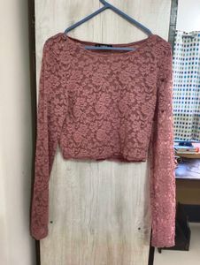 Shein Pink Lace Crop Top