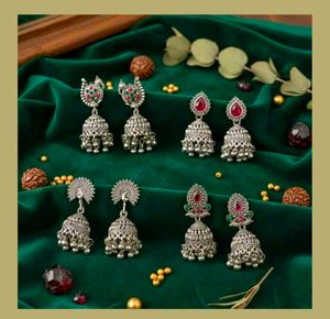 Oxidized jhumka set of 4