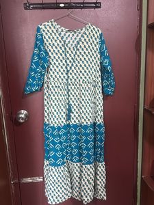 Boho Teal & White Print Dress