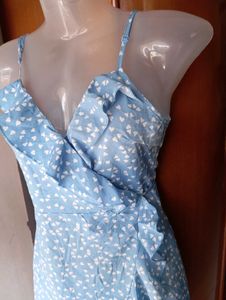 Blue Floral Wrap Dress