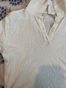 h&amp;m cute button down cropped polo shirt