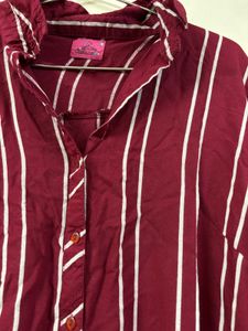 Maroon Striped Tunic Top