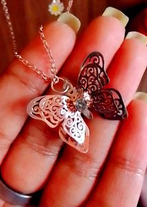 Layered Butterfly Charm Necklace