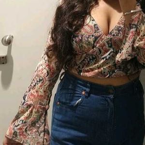Paisley Print Crop Top