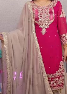 Maroon Embroidered Kurta Set