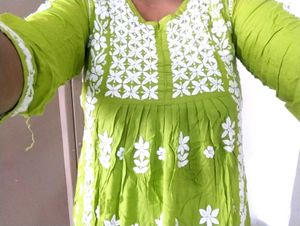 Green Embroidered Kurta
