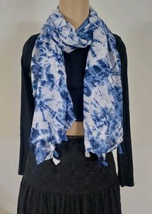 Blue Tie-Dye Scarf