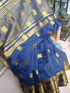 Elegant Blue & Gold Saree with blouse