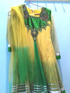 💛✨ Beautiful Yellow-Green Net Anarkali Suit ✨💛