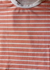 Casual Striped Printed Peach Top