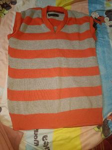 Mens Striped Orange Sweater west pin