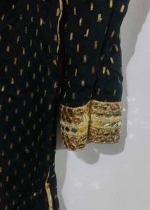 Black Heavy Work Stitched Kurti