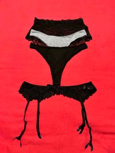 H&M Panty + Thong + Garter Combo (4pcs) size/M
