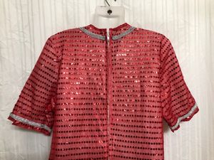 Red Half Sleeve Round Dress