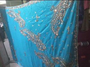 Turquoise Embellished Fabric