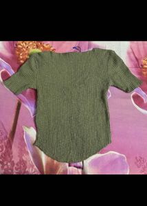 Olive Green Ribbed V-Neck Tee