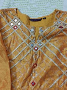 Elegant Yellow Anarkali Top- Used -XL