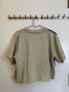 Collared Short Sleeve Crop Top