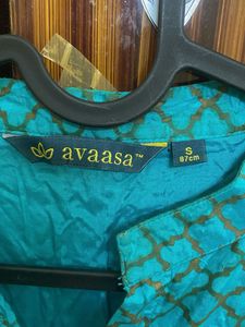 Cyan Embroidered Kurta