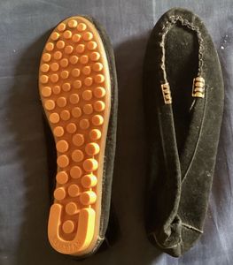 Black velvet moccasin slippers
