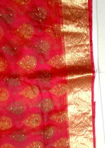 Elegant Red &amp; Gold Saree
