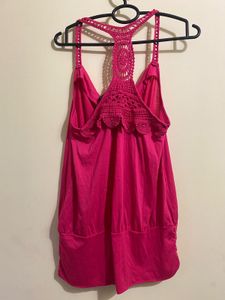 Pink Crochet Tank Top