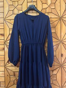 Navy Blue Tiered Midi Dress