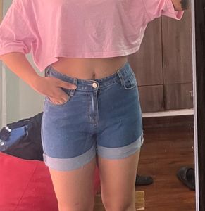 Rolled Hem Denim Shorts
