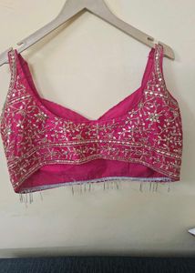 Hot Pink Embellished Crop Top/Blouse