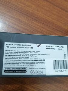 Parker Aster Matte Red Gold Trim Bal Pen