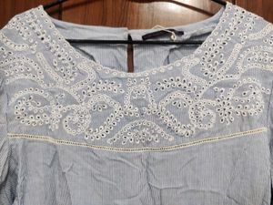 Embroidery Blue Top