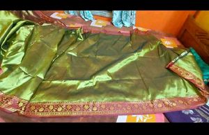 Olive Green Embroidery Work Saree