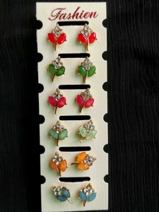 Colorful Rhinestone Earrings Pp 10rs