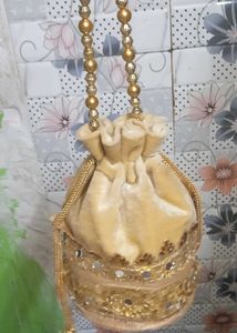 Golden Beaded Pouch