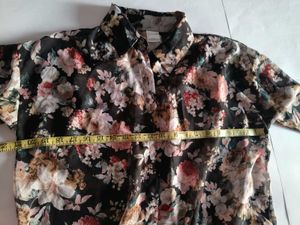 Floral Black Oversized Shirt