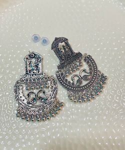 Silver-toned Jhumka Earrings