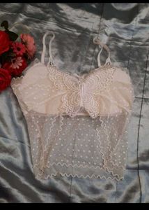 White Polka Dot Lace Cami