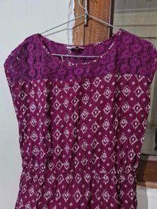 Burgundy Print Dress