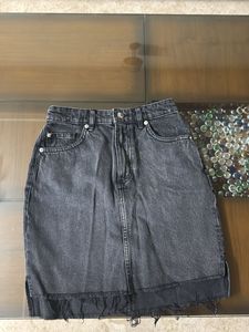 Distressed Denim Mini Skirt