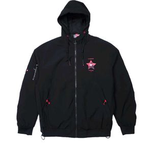 Black Graphic Print Windbreaker