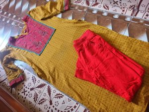 MUSTARD KURTI SET