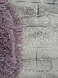 Pink furr crop top with embellished straps