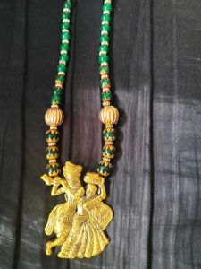 Radha Krishna Green Beaded Necklace