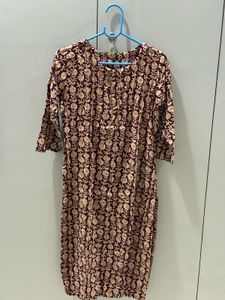 Batic Print Kurts - Maroon & Beige