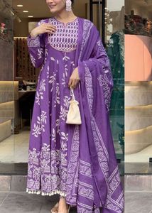 Purple Printed Kurta Set