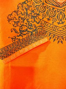 Beautiful Rust Orange🧡 Kurta With Printed Yoke