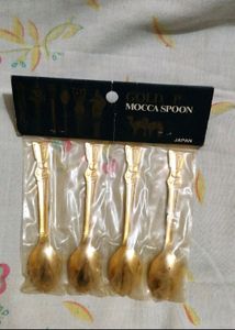 Seal Pack Set Of 12 Gold Plated Mocca Spoon