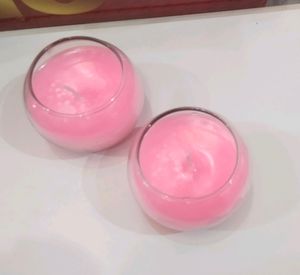 Beautiful Light Pink Scented Glass Candle