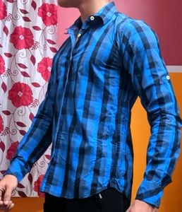 Blue Checkered Shirt - Size S | Smart Casual Fit